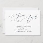 PixDezines Navy Blue Moderne Script Save the Date Kaart (Voorkant)