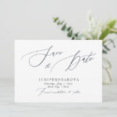 PixDezines Navy Blue Moderne Script Save the Date Kaart (Staand voorkant)