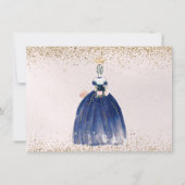 PixDezines Navy Blue Save the Date Quinceanera Kaart (Achterkant)