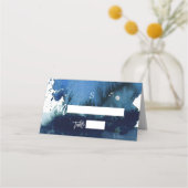 PixDezines Navy Blue Waterverf Bar Mitzvah Plaatskaartje (Voorkant)