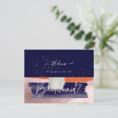 PixDezines Navy+Coral wil je.. Bridesmaid Kaart (Staand voorkant)