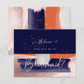 PixDezines Navy+Coral wil je.. Bridesmaid Kaart (Voorkant / Achterkant)