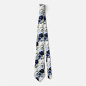 PixDezines Navy en Stofblauw H2 Botanisch Stropdas (Voorkant)