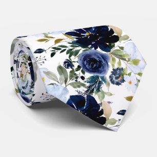 PixDezines Navy en Stofblauw H2 Botanisch Stropdas