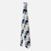 PixDezines Navy en Stofblauw H2 Botanisch Stropdas (Achterkant)