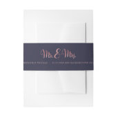 PixDezines Navy+Faux Roos Gold Mr+Mrs Uitnodigingen Wikkel (Voorkant Voorbeeld)