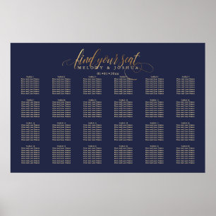 PixDezines Navy+Gold Calligrafie, Zitkast Poster