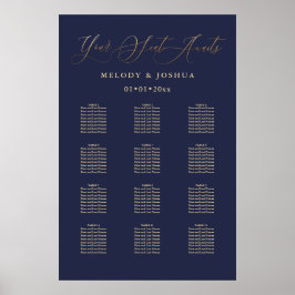 PixDezines Navy+Gold Calligrafie, Zitkast Poster