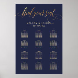 PixDezines Navy+Gold Calligrafie, Zitkast Poster