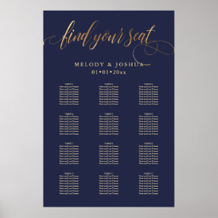 PixDezines Navy+Gold Calligrafie, Zitkast Poster