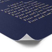 PixDezines Navy+Gold Calligraphy, zitplaatskaart Poster (Hoek)