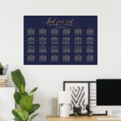 PixDezines Navy+Gold Calligraphy, zitplaatskaart Poster (Thuiskantoor)