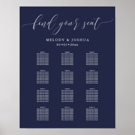 PixDezines Navy Modern Calligrafie, Zitkast Poster