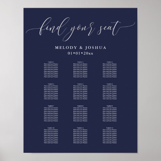 PixDezines Navy Modern Calligrafie, Zitkast Poster (Voorkant)