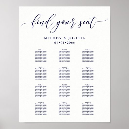 PixDezines Navy Modern Calligrafie, Zitkast Poster (Voorkant)