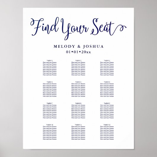 PixDezines Navy Modern Calligrafie, Zitkast Poster (Voorkant)