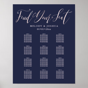 PixDezines Navy moderne kalligrafie, zitplaatskaar Poster