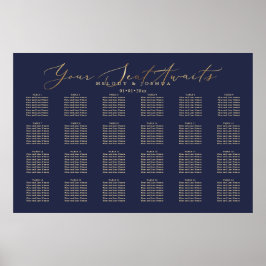 PixDezines Navy Nepgoud Calligrafie, Zitplaatsen  Poster