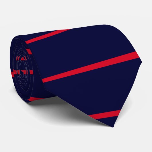 PixDezines Navy Rode DIY kleuren gestreept Stropdas (Opgerold)