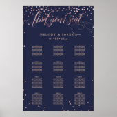 PixDezines Navy+Roos Gold Script, Zitdiagram Poster (Voorkant)