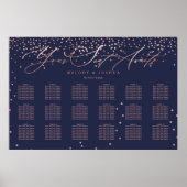 PixDezines Navy+Roos Gold Script, Zitdiagram Poster (Voorkant)