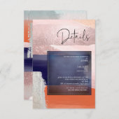 PixDezines Navy+Roos Goud Moderne Kunst Details Ka RSVP Kaartje (Voorkant / Achterkant)