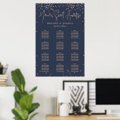PixDezines Navy+Rose Goud Schrift, Zitkaart Poster (Thuiskantoor)