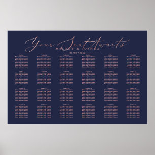PixDezines Navy+Rose Goud Schrift, Zitkaart Poster