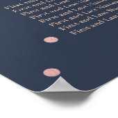 PixDezines Navy+Rose Goud Script, zitplaatskaart Poster (Hoek)