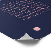PixDezines Navy+Rose Goud Script, zitplaatskaart Poster (Hoek)