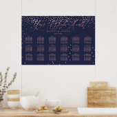 PixDezines Navy+Rose Goud Script, zitplaatskaart Poster (Keuken)