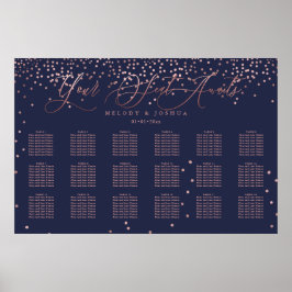 PixDezines Navy+Rose Goud Script, zitplaatskaart Poster