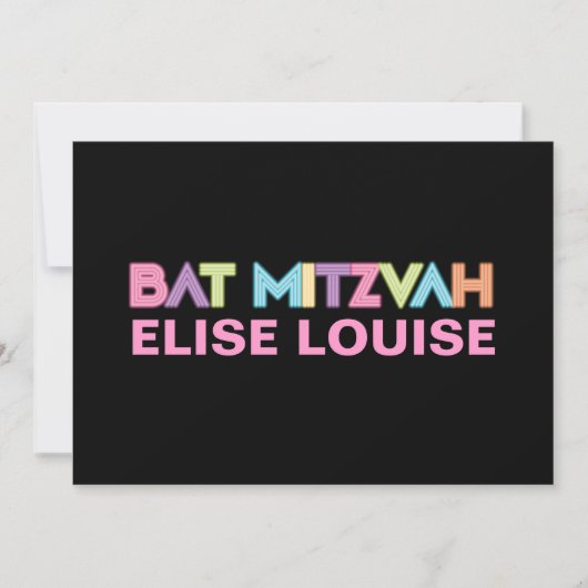 PixDezines neon bar mitswa Kaart (Voorkant)