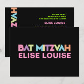 PixDezines neon bar mitzvah Kaart (Voorkant / Achterkant)