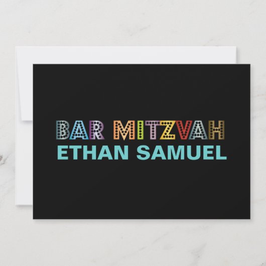 PixDezines neon bar mitzvah Kaart (Voorkant)