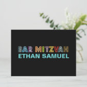 PixDezines neon bar mitzvah Kaart (Staand voorkant)