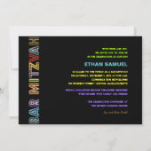 PixDezines neon bar mitzvah Kaart (Achterkant)