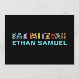 PixDezines neon bar mitzvah Kaart
