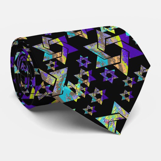 PixDezines Neon Colors Star van David Stropdas (Opgerold)