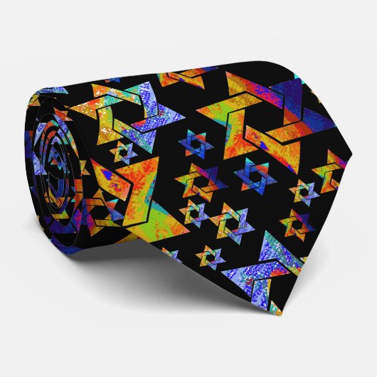 PixDezines Neon Colors Star van David Stropdas (Opgerold)