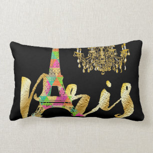 PixDezines neon eiffeltoren/faux goud Kussen
