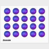 PixDezines Neon Glow Dank u + Navy Blauw Ronde Sticker (Vel)