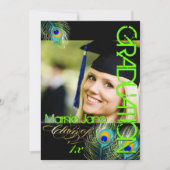 PixDezines Neon Green Peacock Afstuderen Kaart (Voorkant)