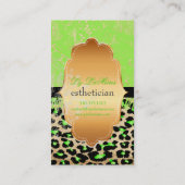 PixDezines neon groen  kant+cheetah Visitekaartje (Achterkant)