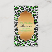PixDezines neon groene cheetah+zebra Visitekaartje (Achterkant)