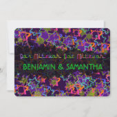 PixDezines NEON/GRUNG STARS/BAR+BAT MITZVAH Kaart (Voorkant)