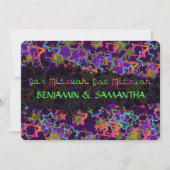 PixDezines NEON/GRUNGE STARS/BAR+BAT MITZVAH Kaart (Voorkant)