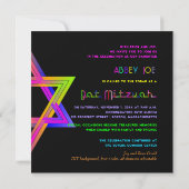 PixDezines Neon Kleuren Ster van David/Bat Mitzvah Kaart (Achterkant)