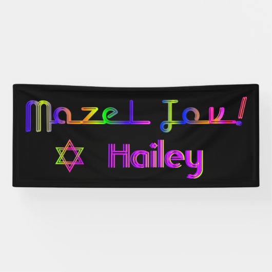 PixDezines Neon Licht Mazel Tov Banner 6'x 2,5' (Horizontaal)