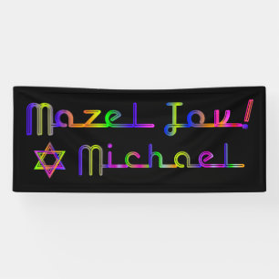 PixDezines Neon Licht Mazel Tov Banner 6'x 2,5'